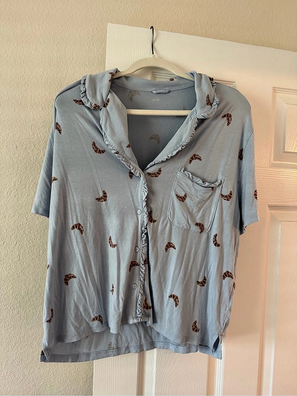 aerie Animal Print Button Down Blue